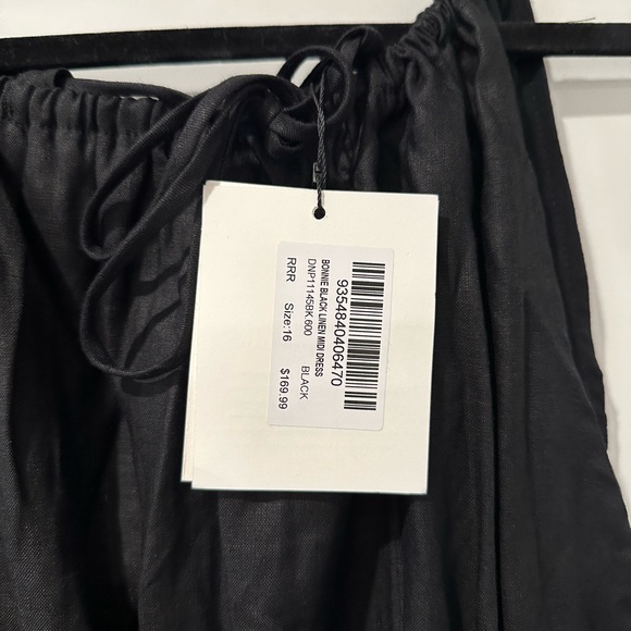 BRAND NEW DISSH BONNIE BLACK LINEN MIDI DRESS, size 12 US - Picture 5 of 5